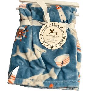 Adirondack My Cozy Baby Blanket Blue Shark Ocean Boat Fleece Infant Boys So Soft
